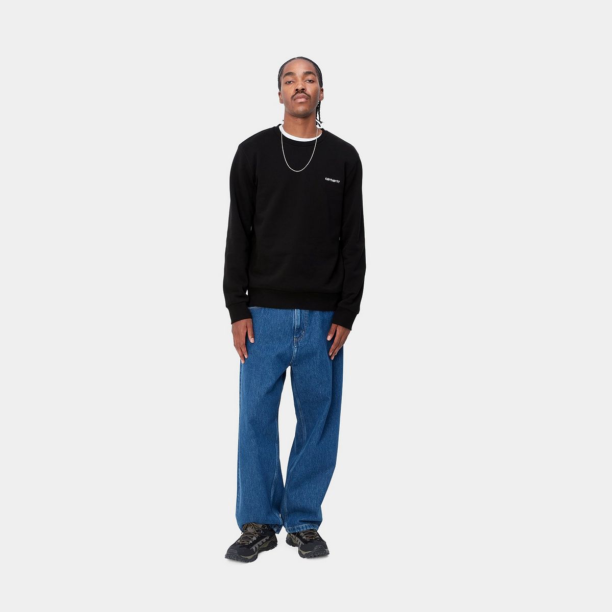 Sweater Carhartt WIP Script Embroidery Crewneck Sort | I032692_0D2_XX, 1