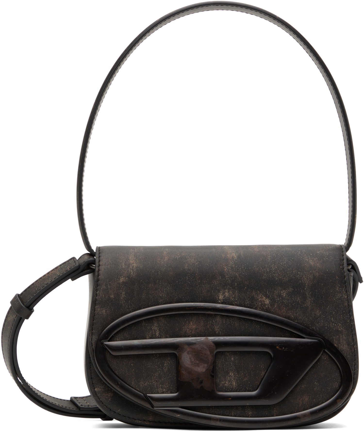 Håndtaske Diesel Distressed Leather Shoulder Bag Sort | X08396 P0743, 0
