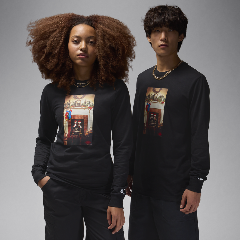 T-shirt Jordan Jumpman Chimney Long Sleeve T-Shirt Sort | CV1745-010