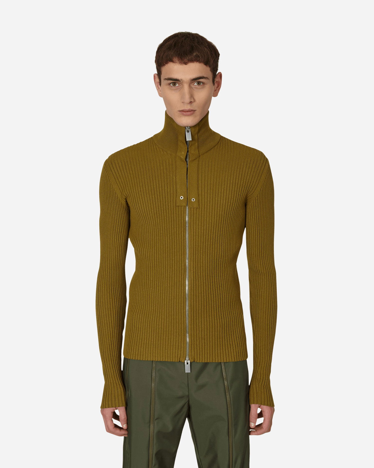 Skjorte 1017 ALYX 9SM Small Rib Zip-Up Sweater Green Orange | AAMKN0110YA01 GRN0004, 1
