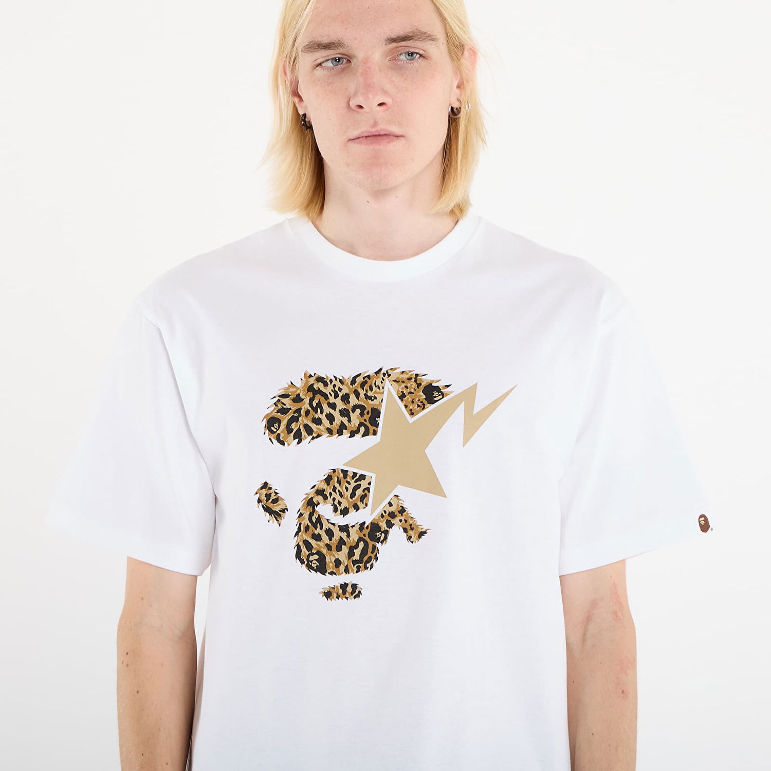 T-shirt BAPE T-Shirt Wild Leopard Pattern Ape Face Sta XL Hvid | 001TEL801042MWHT, 1