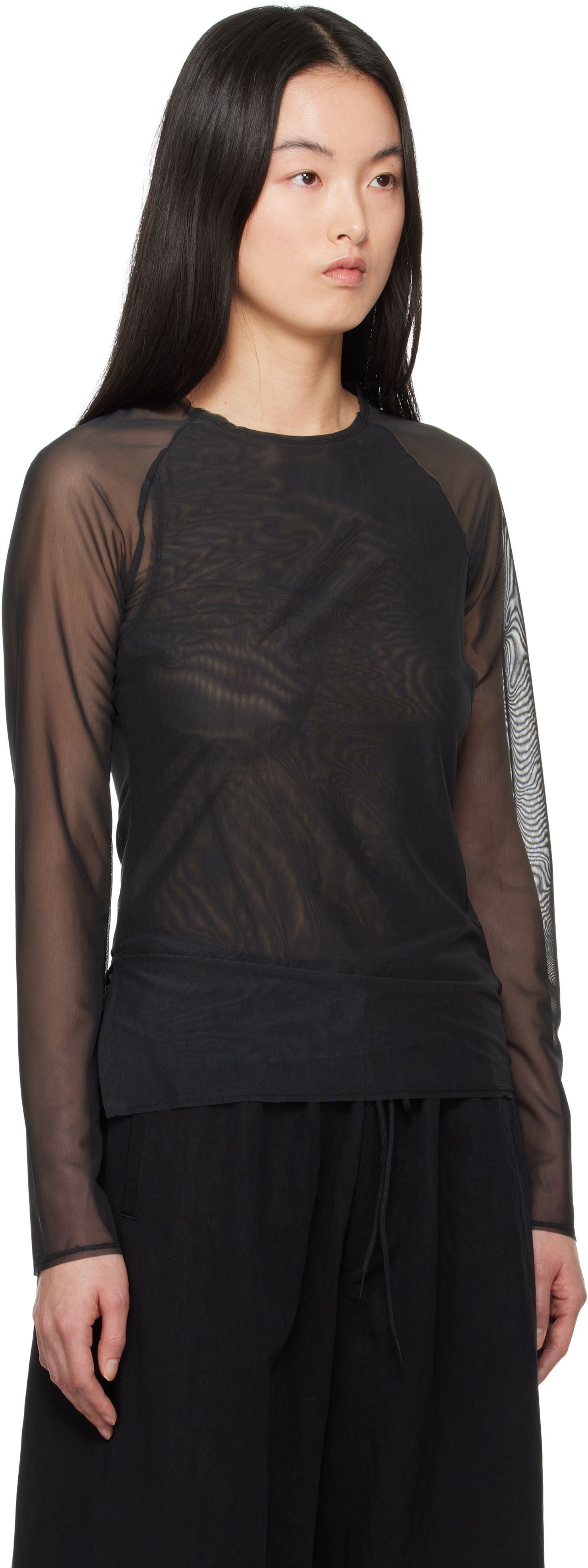 T-shirt Y-3 Y-3 Mesh Fitted Long Sleeve T-Shirt Sort | JD1455, 1