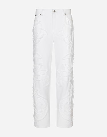 Jeans Dolce & Gabbana Embroidered Boyfriend Jeans Hvid | FTCGNZG8LC6S9001, 0