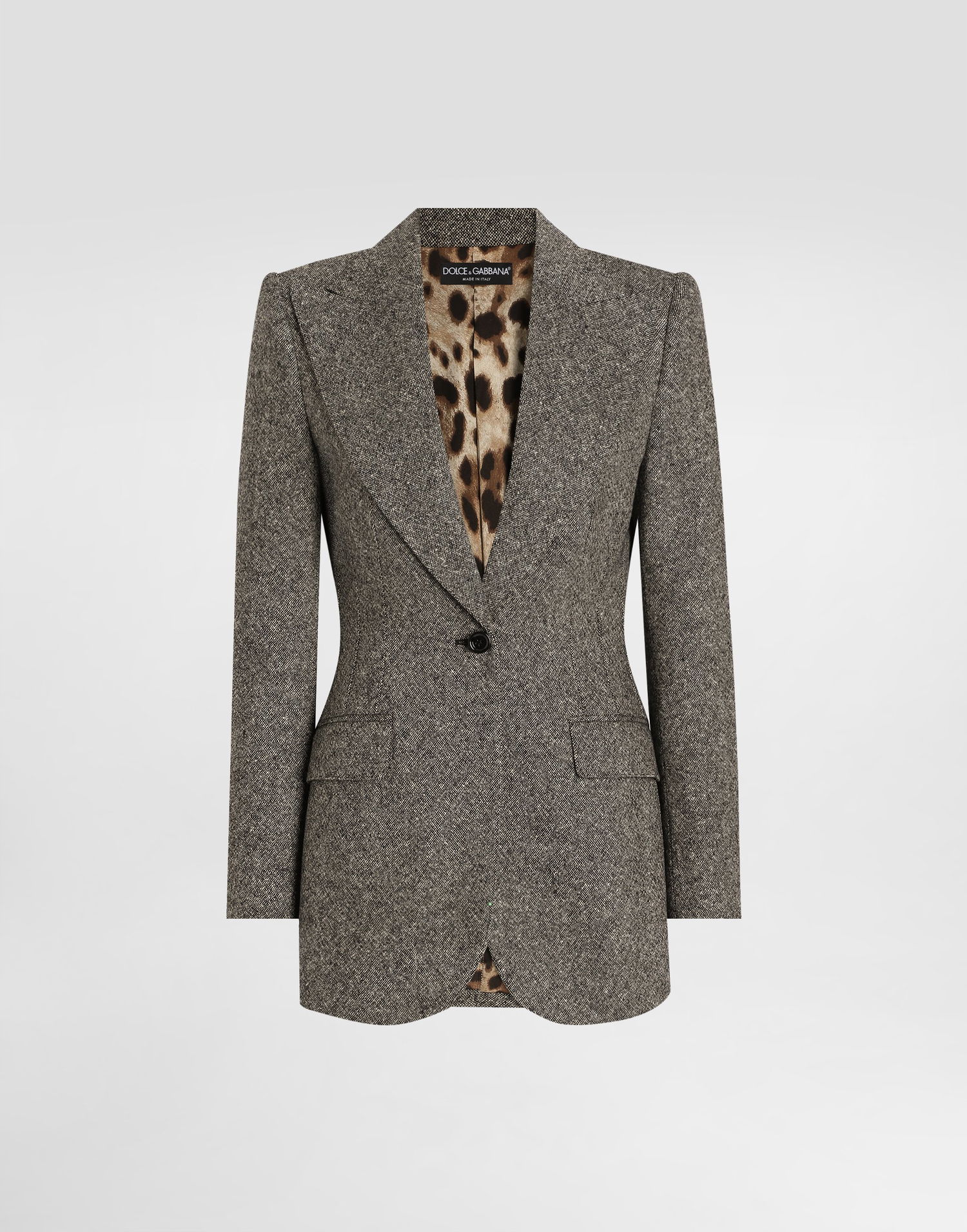 Jakke Dolce & Gabbana Dolce & Gabbana Single-Breasted Dotted Wool Jacket Grå | F29QGTFMBARS8030, 0
