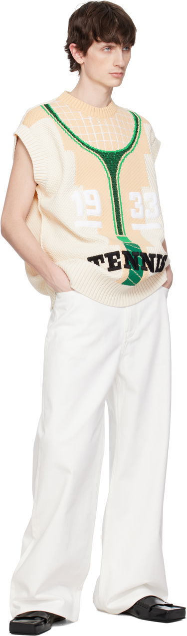 Sweater Lacoste Runway Graphic Tennis Sweater Vest Beige | AH6751, 3