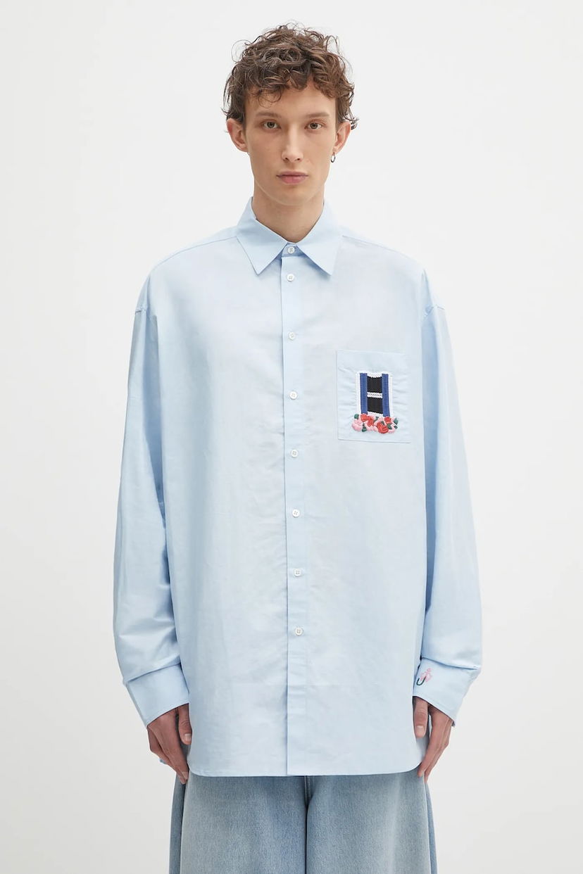 Skjorte JW Anderson JW Anderson Window Embroidery Relaxed Fit Shirt Blå | SH0352.PG1698.804