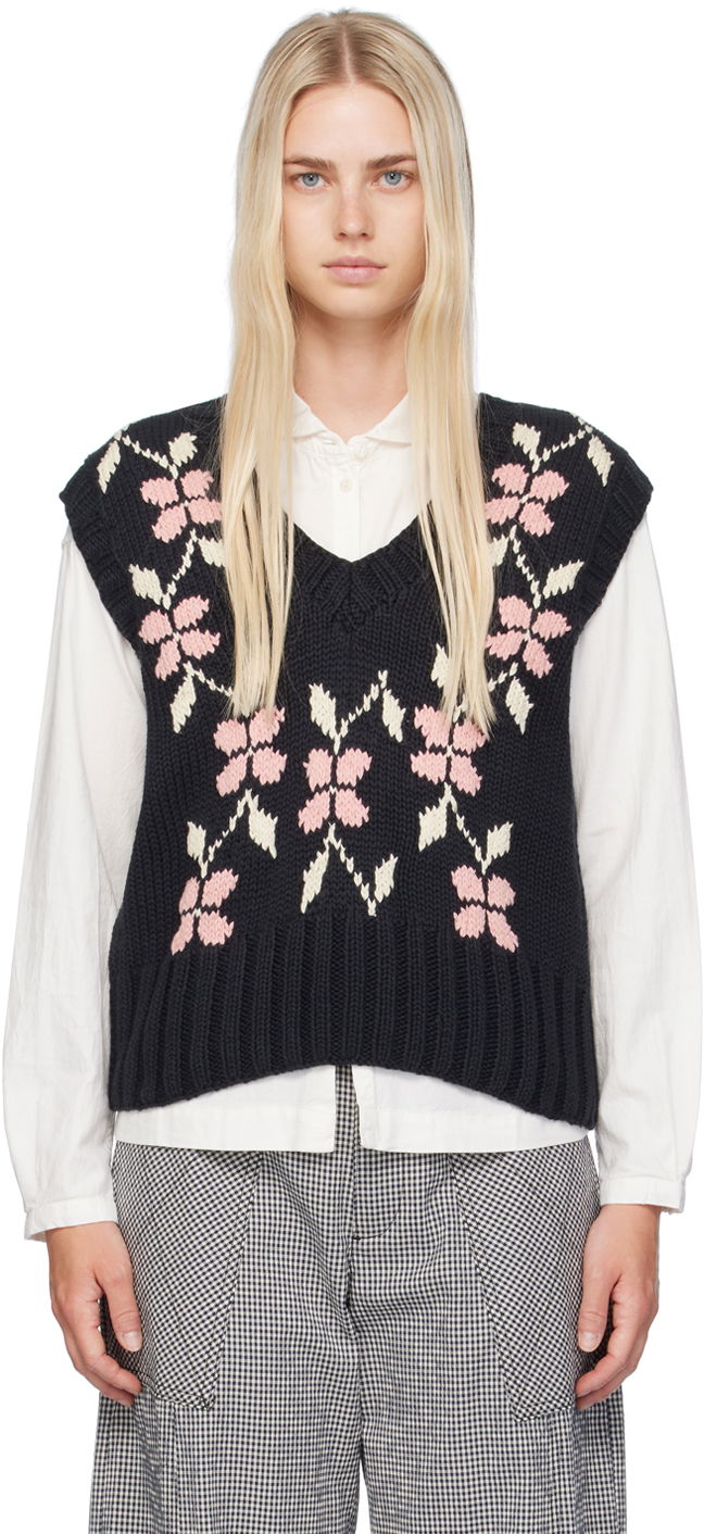 Vest YMC YMC Heidi Floral Knit Vest Sort | Q8WMA