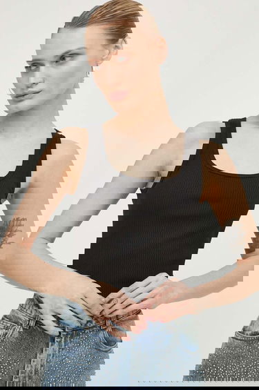 Tanktop Samsoe Samsoe Samsoe Samsoe SAAMANZA Ribbed Square Neck Tank Top Sort | F10000006, 0