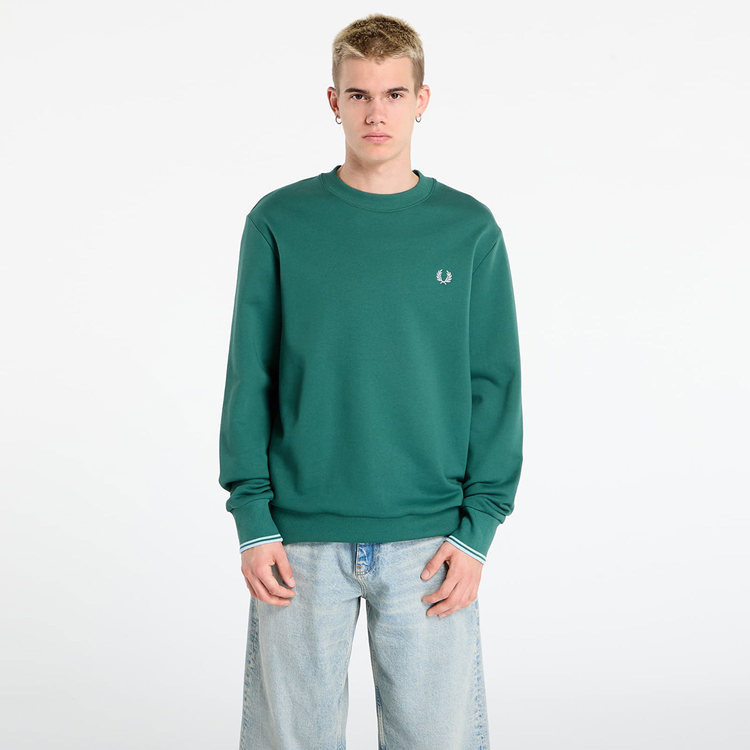 Sweatshirt Fred Perry Fred Perry Crew Neck Sweatshirt Grøn | M7535 Z59, 0
