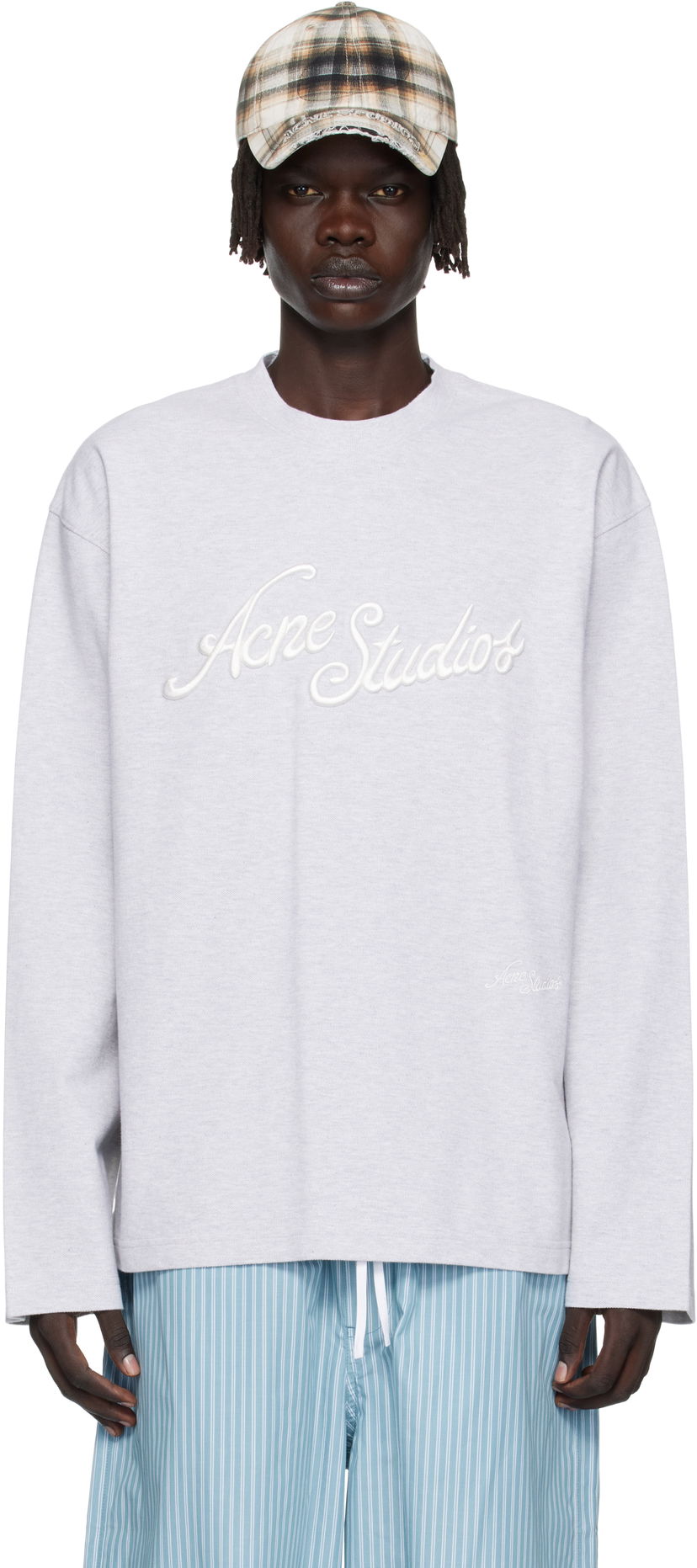 T-shirt Acne Studios Acne Studios Embroidered-Logo T-Shirt Grå | CL0369-