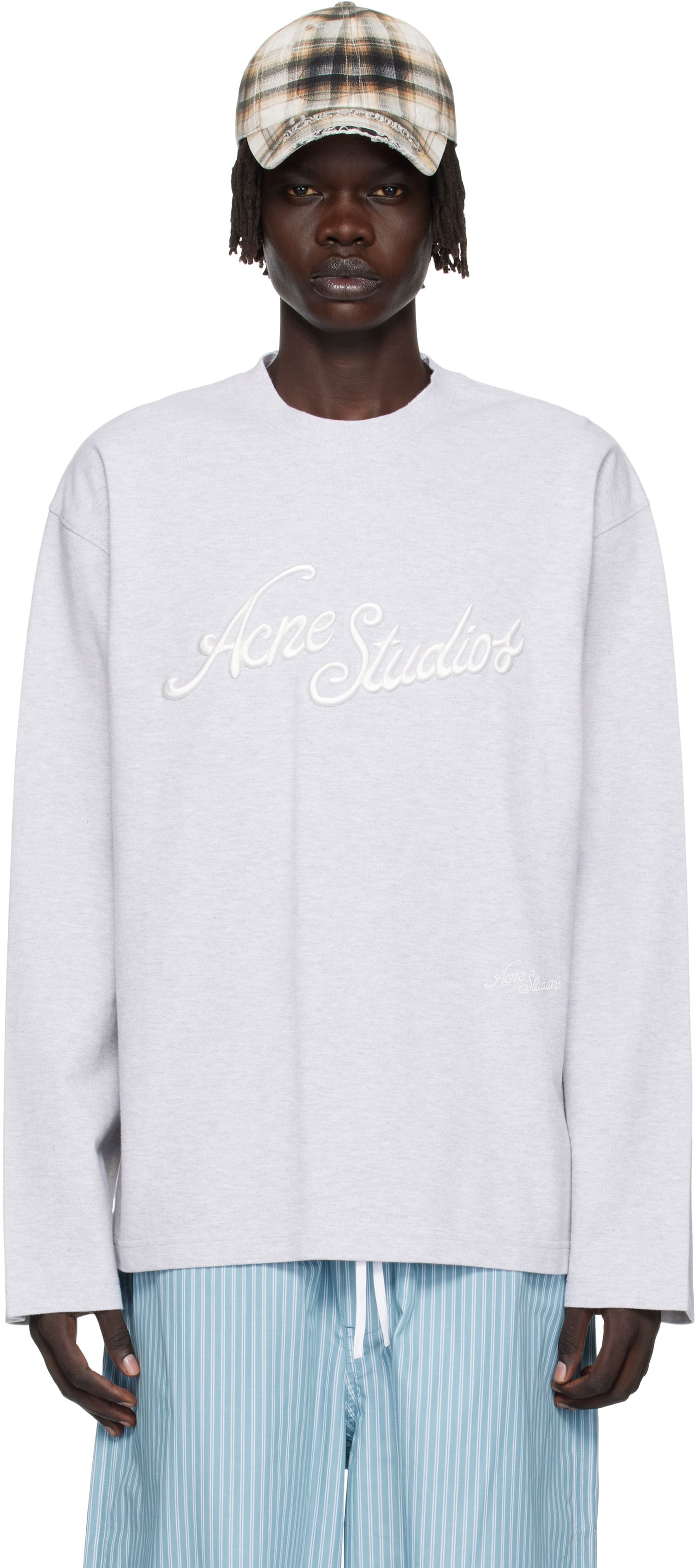 T-shirt Acne Studios Acne Studios Embroidered-Logo T-Shirt Grå | CL0369-, 0