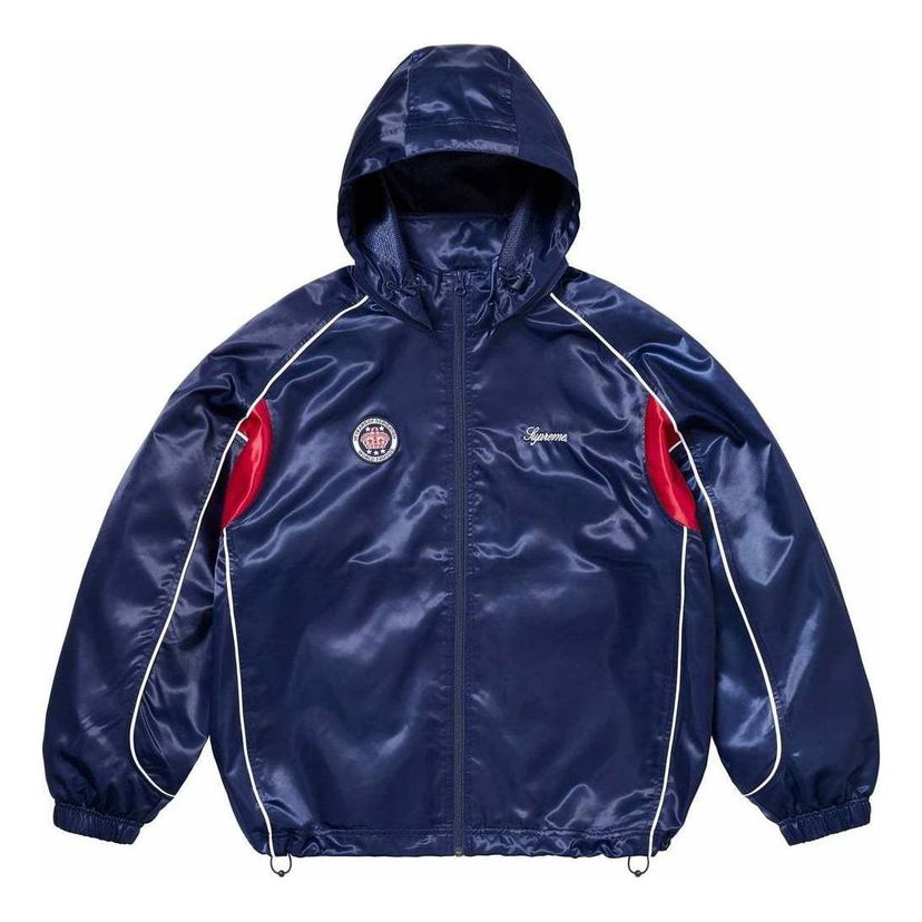 Vindjakke Supreme Satin Hooded Track Jacket Blå | SUP-SS24-022
