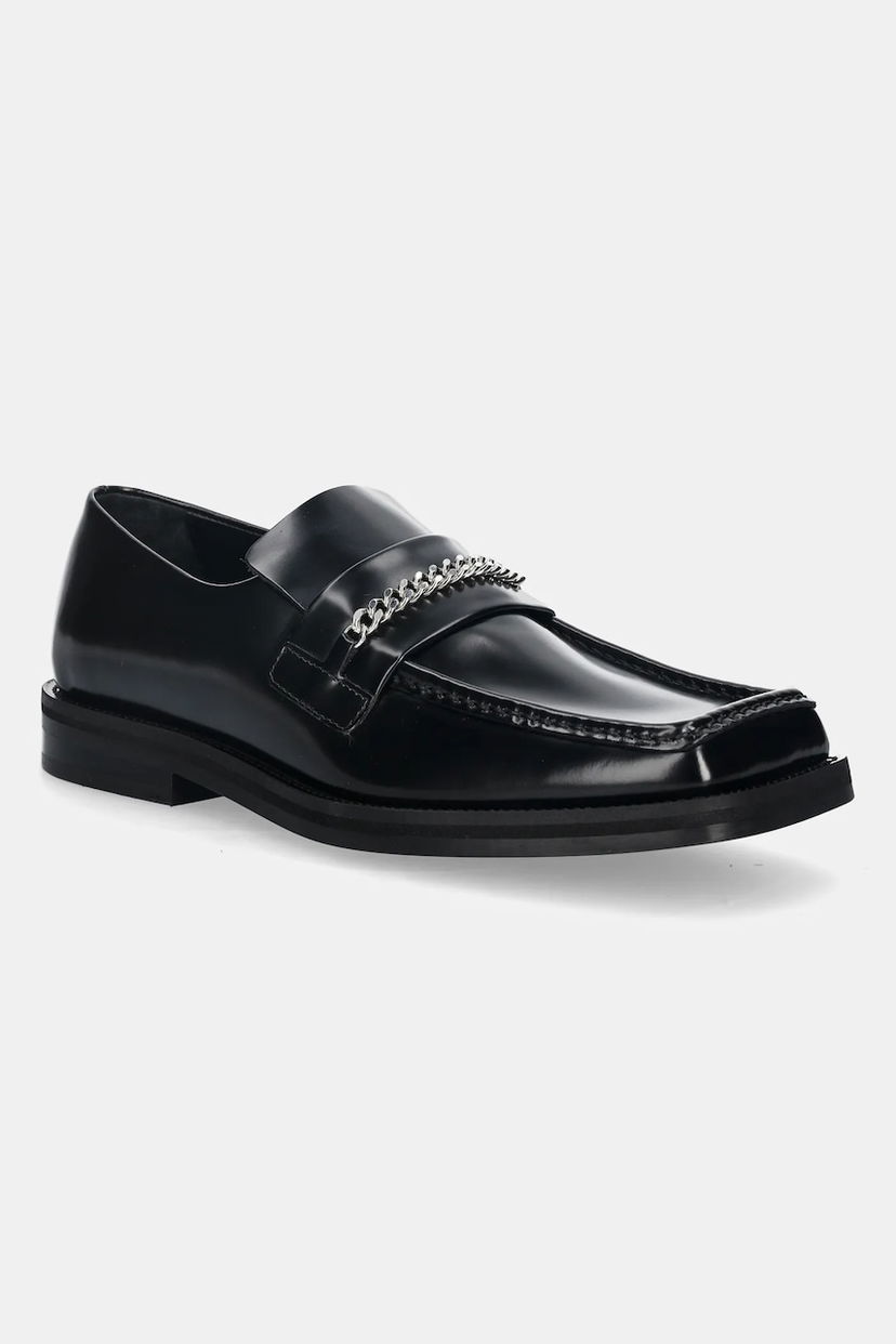 Sneakers og sko Martine Rose Martine Rose Patent Square Toe Chain Loafer Sort | 1026LP11001M