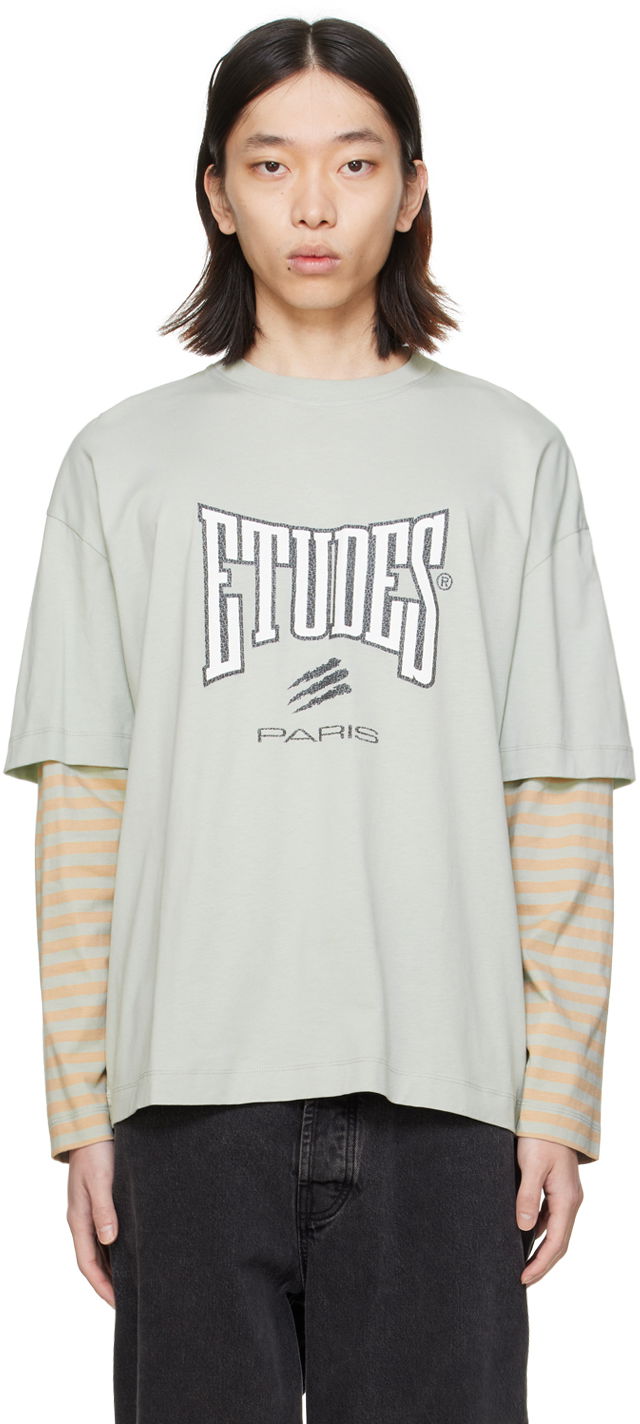 T-shirt Études Études Boxing Pigeon Long Sleeve T-Shirt Grøn | E24MM182A00741