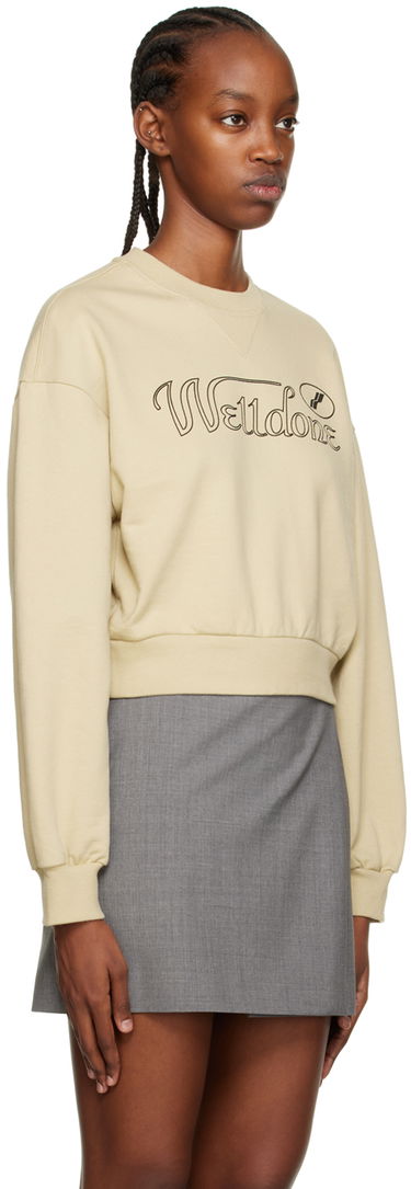 Sweatshirt We11done Cursive Crop Sweatshirt Beige | WD-TS3-22-860-W-BG, 1