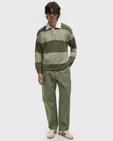 Polo skjorte Edmmond Studios UNDERCOVER Knitted Striped Long-Sleeve Rugby Polo Grøn | 325-60-09680, 2