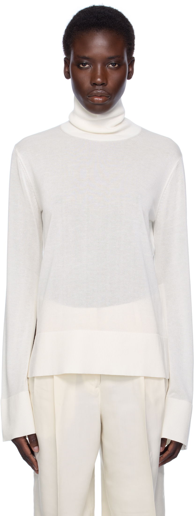 Sweater TOTEME TOTEME Slit Sleeve Turtleneck Hvid | 253-WRT0535-YA0079