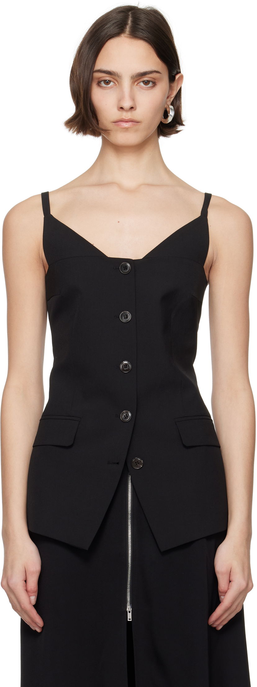 Vest Nanushka Nanushka Cinda Sleeveless Button-Up Top Sort | NW25SSTP25299