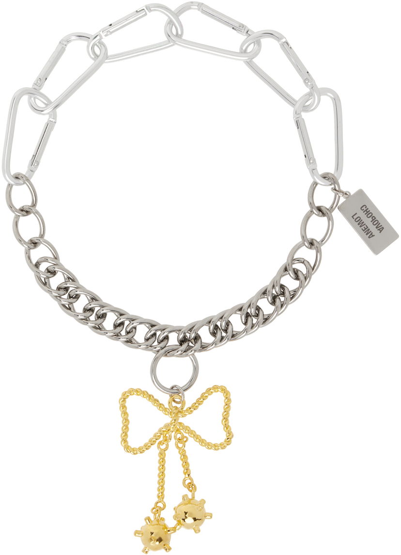 Halskæde Chopova Lowena Metal Chain Necklace With Bow Pendant Metalisk | 6524