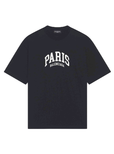 T-shirt Balenciaga Cities Paris Medium Fit T-shirt Sort | 612966TLVL71070