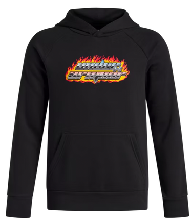 Sweatshirt Under Armour Rival Fleece Flaming Wordmark Hoodie Sort | 6003781-001, 0