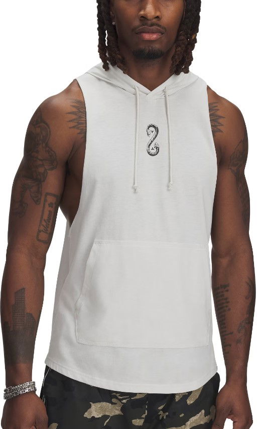 Tanktop Under Armour Project Rock Snake Sleeveless Hoodie Hvid | 1389987-114