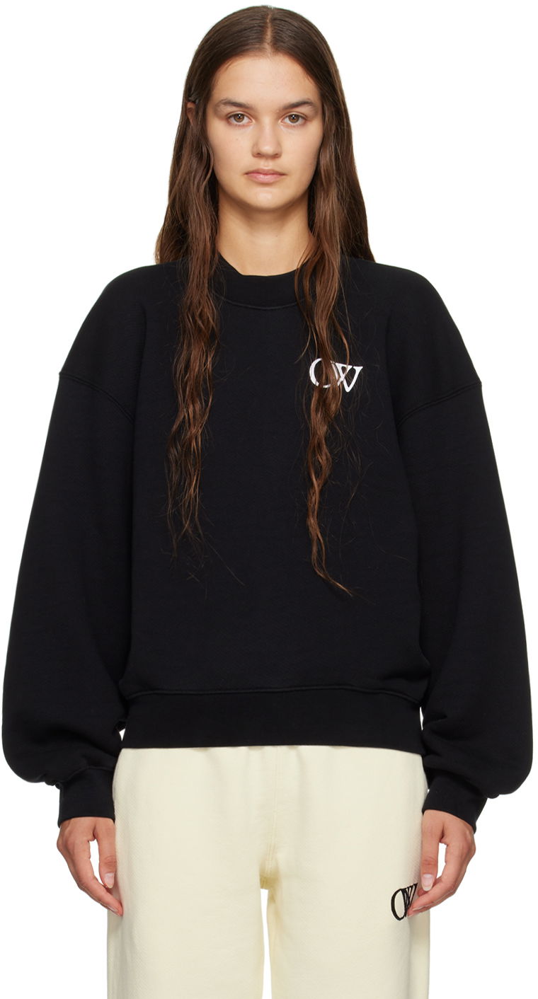 Sweatshirt Off-White Black Flock Sweatshirt Sort | OWBA075F23JER0061001, 0