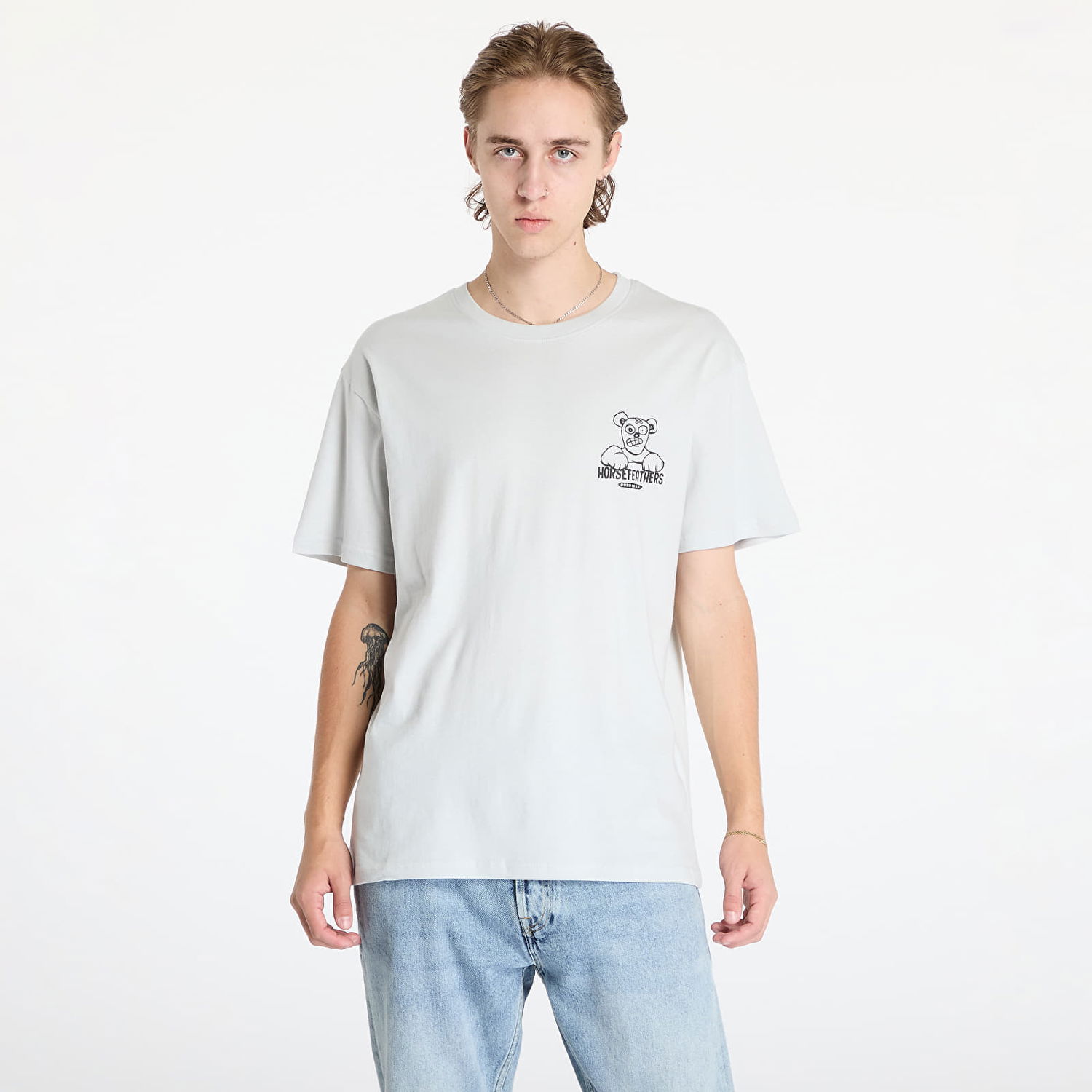 T-shirt Horsefeathers Teddy T-Shirt Cement M Grå | SM1365B, 0