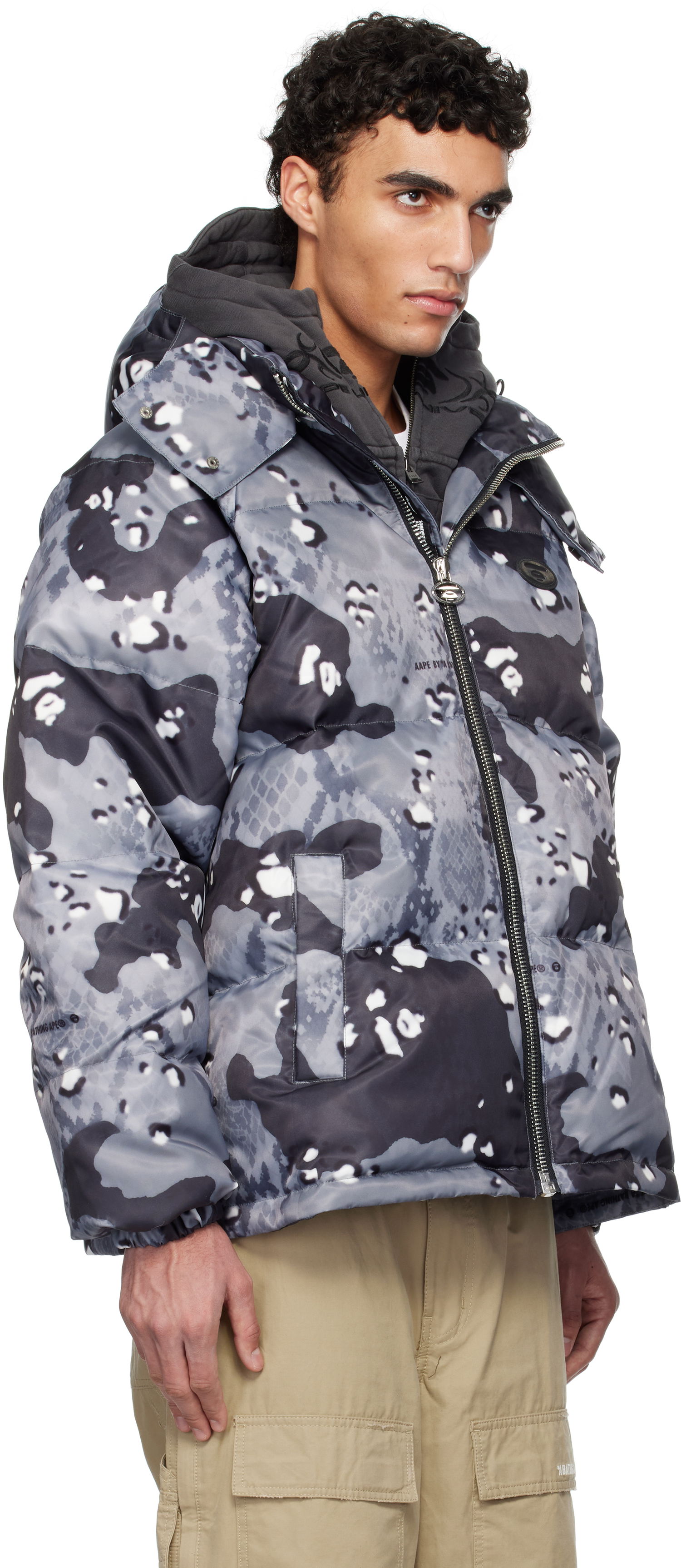 Puffer jakke AAPE by A Bathing Ape AAPE by A Bathing Ape Aape 29.5 Main Camo Down Jacket Grå | AAPDNM7666XXNBKG, 1
