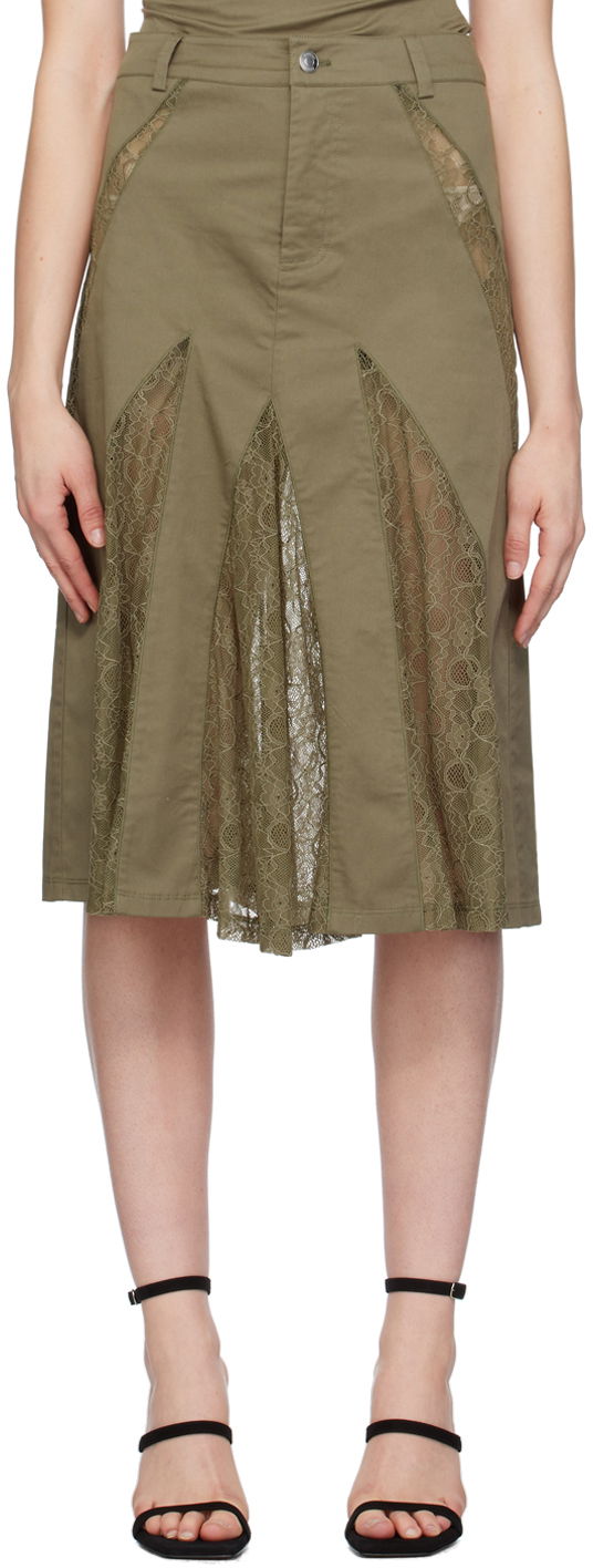 Nederdel Miaou Miaou Anita Lace Midi Skirt Grøn | 4058SPSHUN