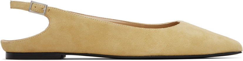 Skopleje BY FAR BY FAR Koyna Kid Suede Leather Ballerina Flats Gul | MWFFC026KL007BG039PL