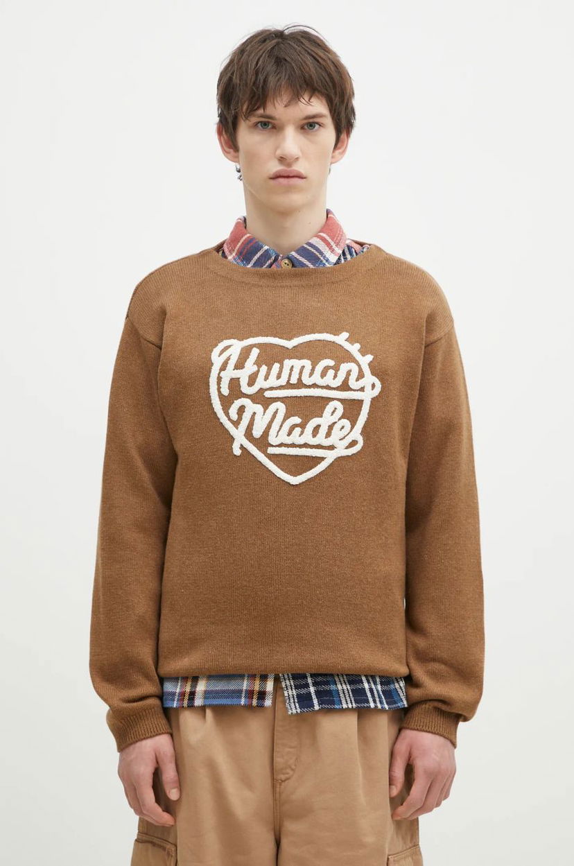 Sweater Human Made Heart Knit Sweater Brun | HM28CS018