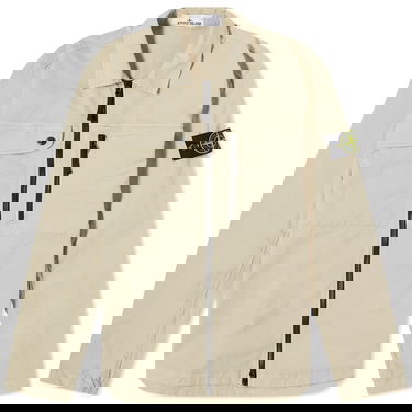 Jakke Stone Island Supima Cotton Twill Stretch-TC Zip Shirt Jacket Beige | 801510210-V0095, 0