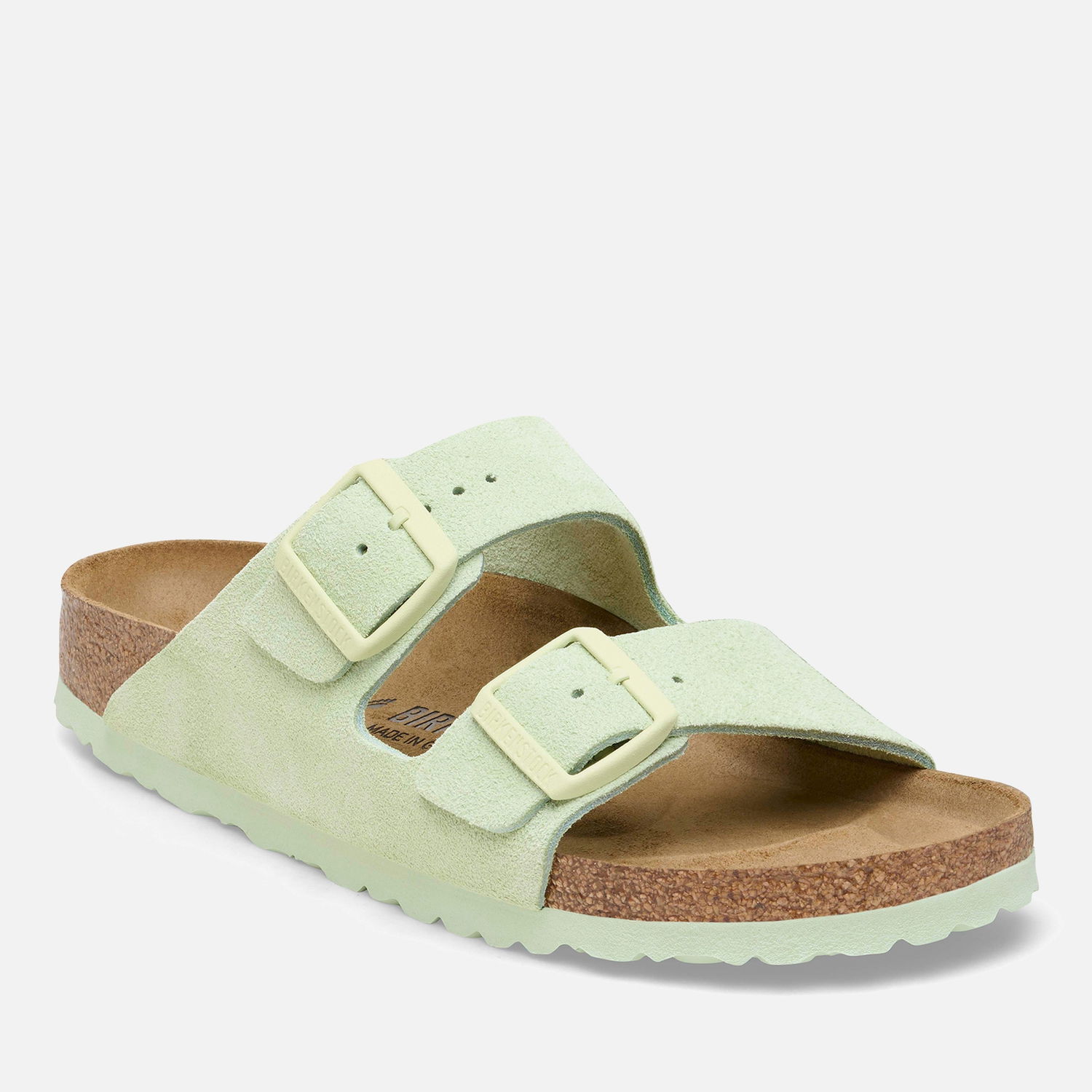 Sneakers og sko Birkenstock Arizona Slim Fit Suede Double Strap Sandals - Faded Lime Hvid | 1026831, 0