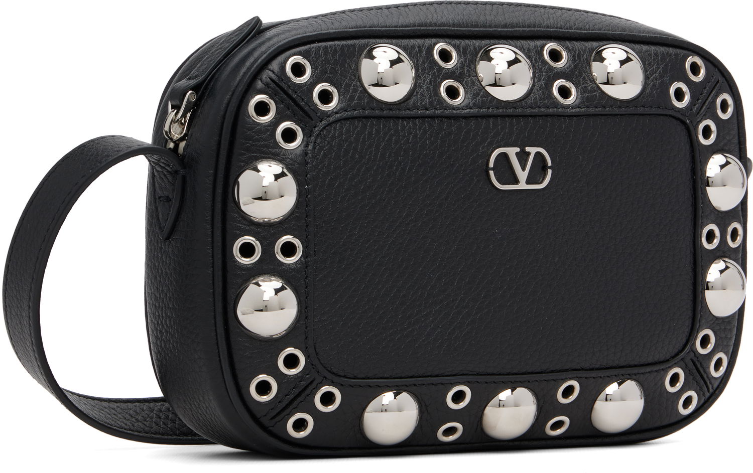 Skuldertaske Valentino Valentino Garavani Nellcôte Calfskin Studded Shoulder Bag Sort | 7Y2B0R74MJL, 1