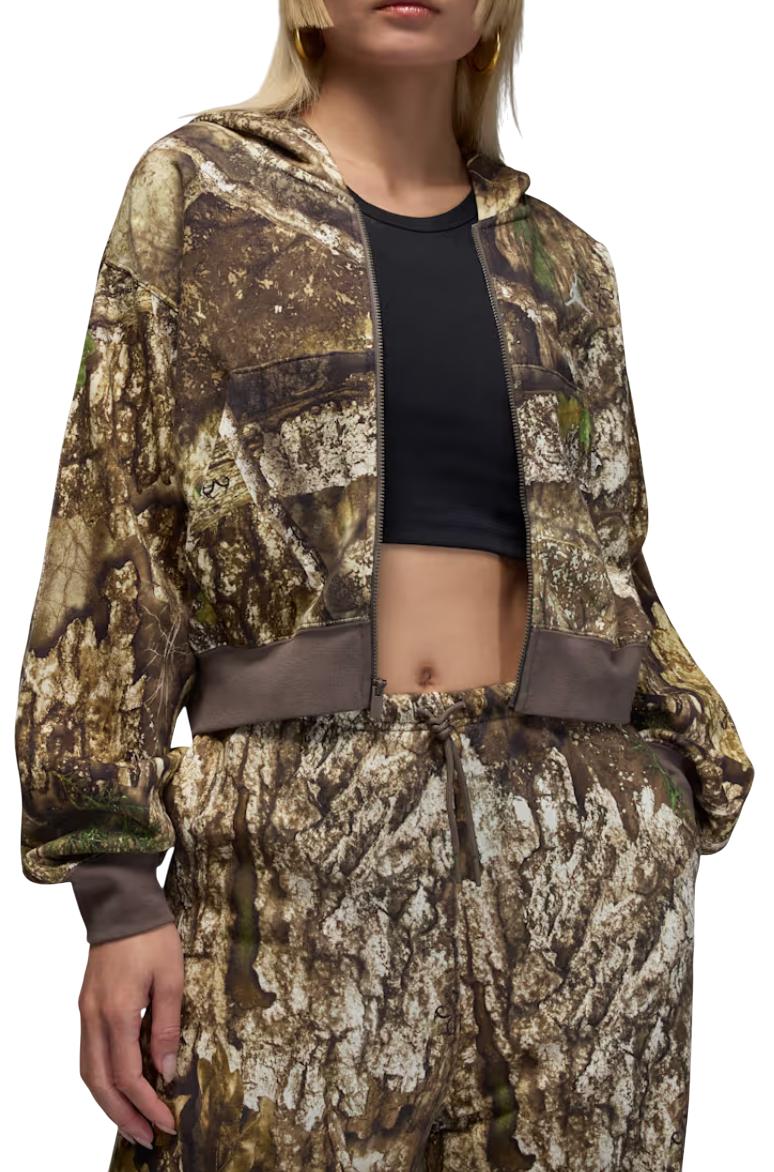 Sweatshirt Jordan Jordan Brooklyn Fleece Crop Hooded Camouflage Jacket Flerfarvet | hv0469-133