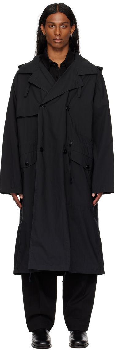 Regnfrakke LEMAIRE LEMAIRE Light Hooded Trench Coat Sort | CO1096 LF1371, 0