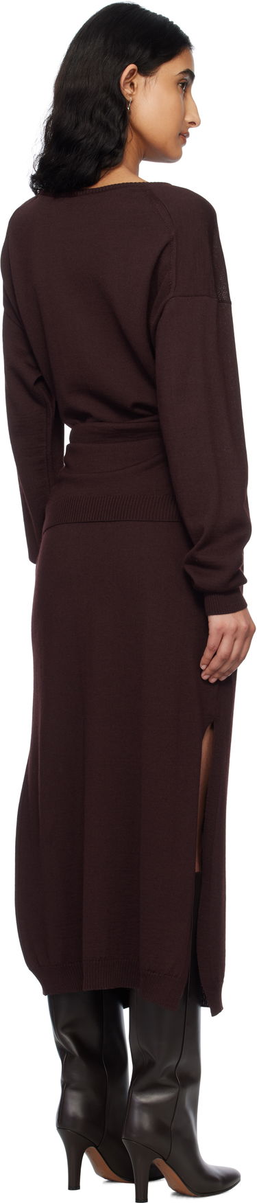 Kjole LEMAIRE LEMAIRE Trompe L'Oeil Knit Maxi Dress Bourgogne | DR1093 LK087, 2
