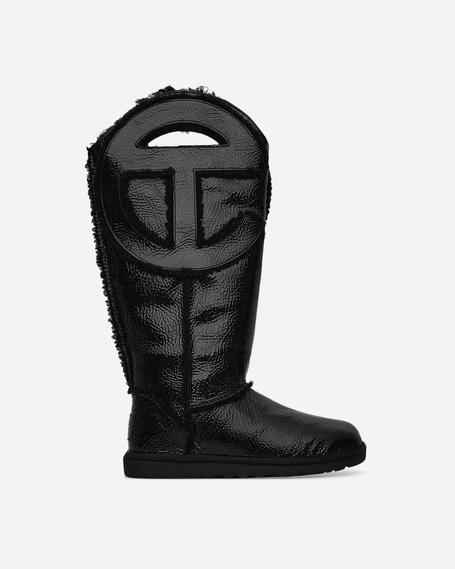Sneakers og sko UGG Telfar Logo Tall Crinkle Leather Boots Black Sort | 1155871 BLK, 1