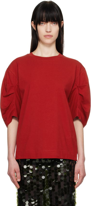 T-shirt Dries Van Noten Dries Van Noten Pleated T-Shirt Rød | 251-011141-1603, 0