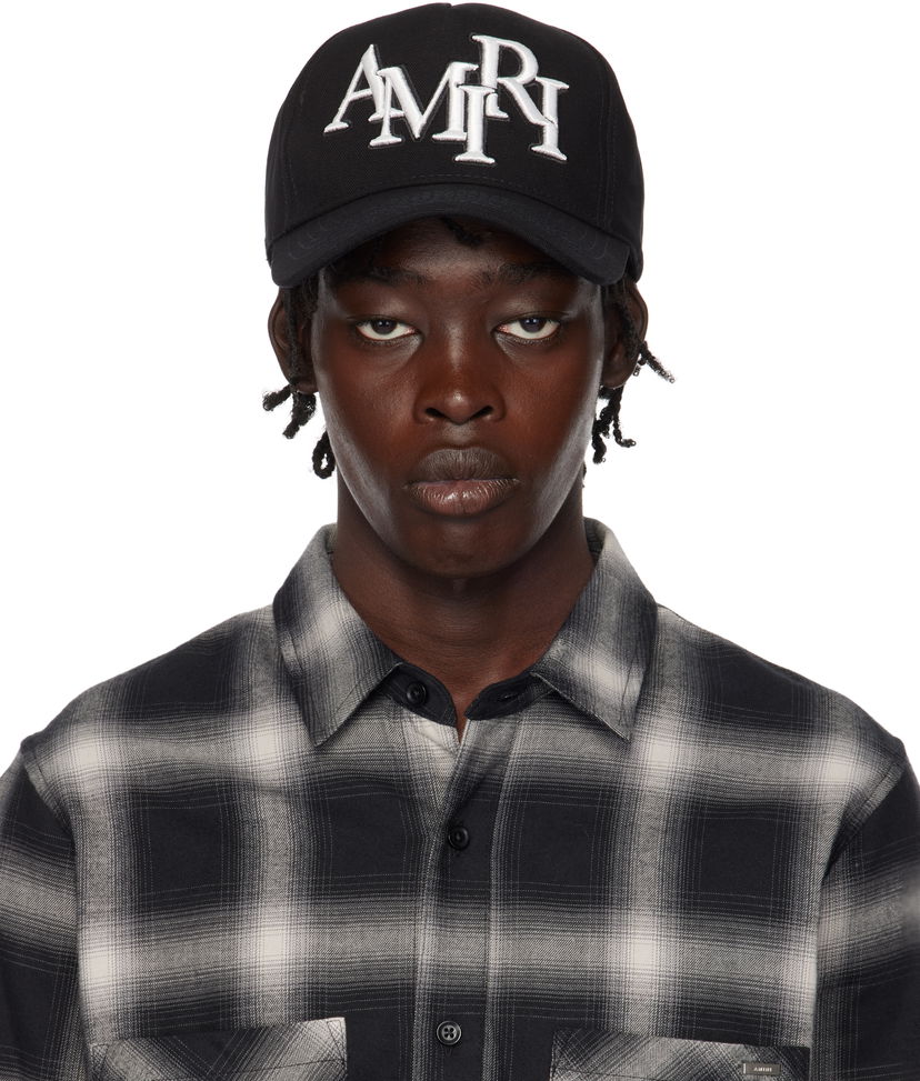 Kasket AMIRI Staggered Logo Canvas Cap Sort | AMHACP1039