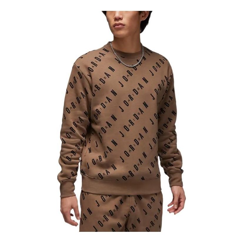 Sweater Jordan Fleece Sweatshirt With All-Over Logo Print Brun | DX9174-274