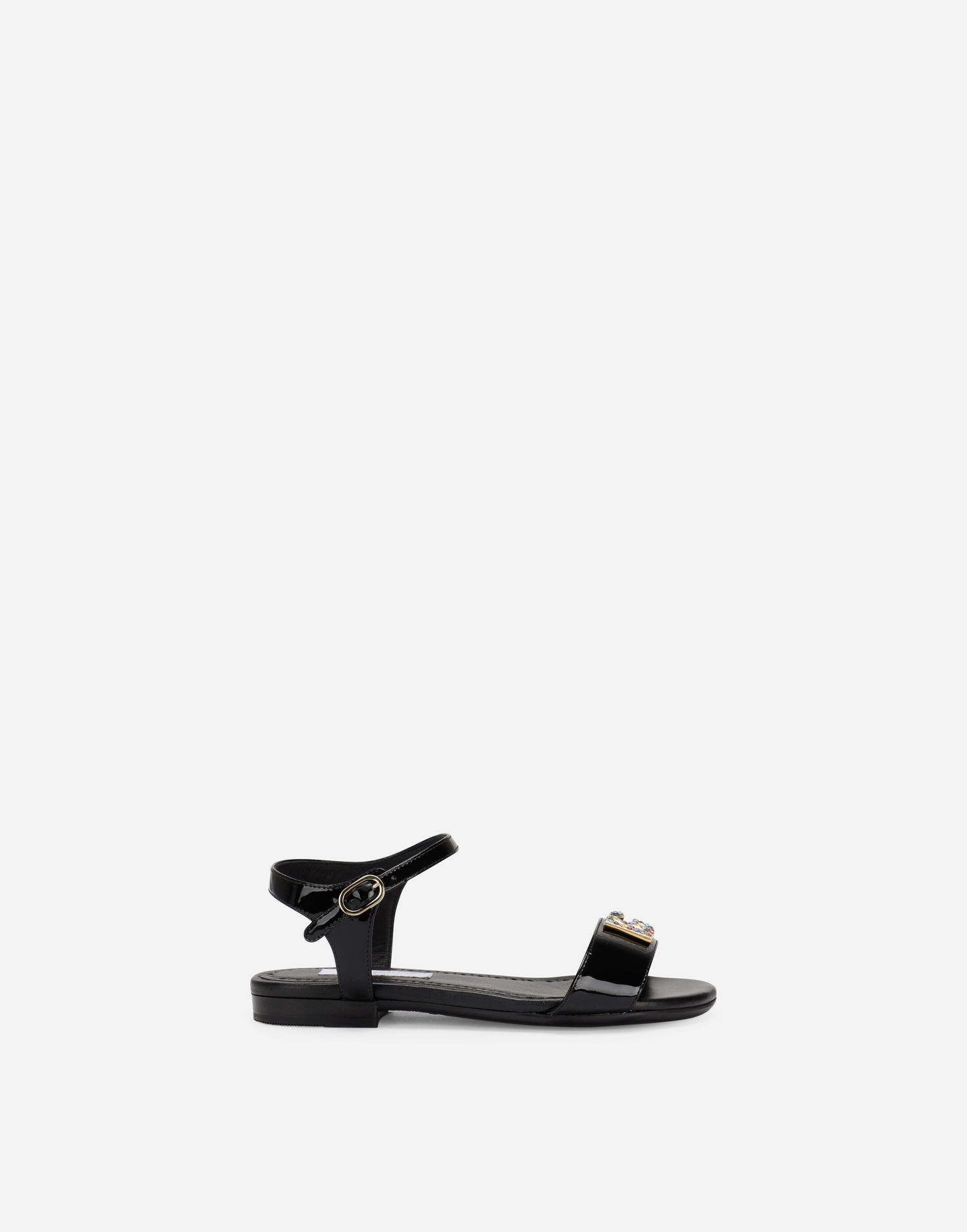 Sneakers og sko Dolce & Gabbana Patent Leather Sandals With Dg Logo Sort | D11048A115380999, 0