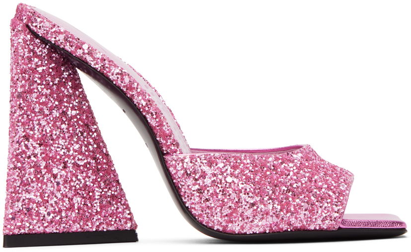 Tilbehør The Attico Attico Devon Glitter Mules Lyserød | 232WS000 G001