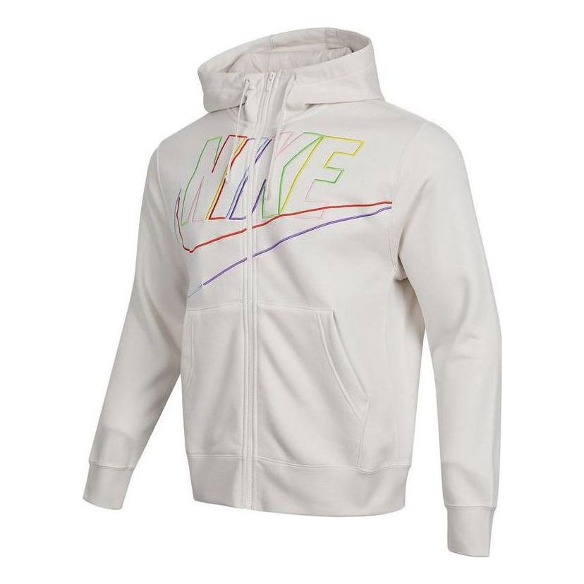 Sweatshirt Nike Club Fleece Logo Full-Zip Hoodie Hvid | DX0536-030