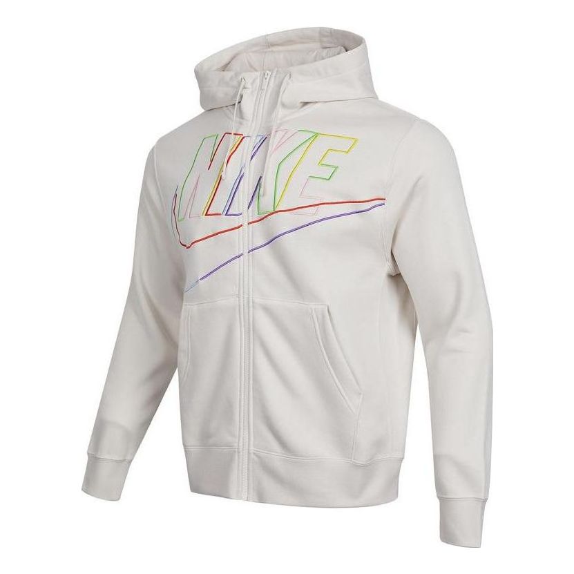 Sweatshirt Nike Club Fleece Logo Full-Zip Hoodie Hvid | DX0536-030, 0