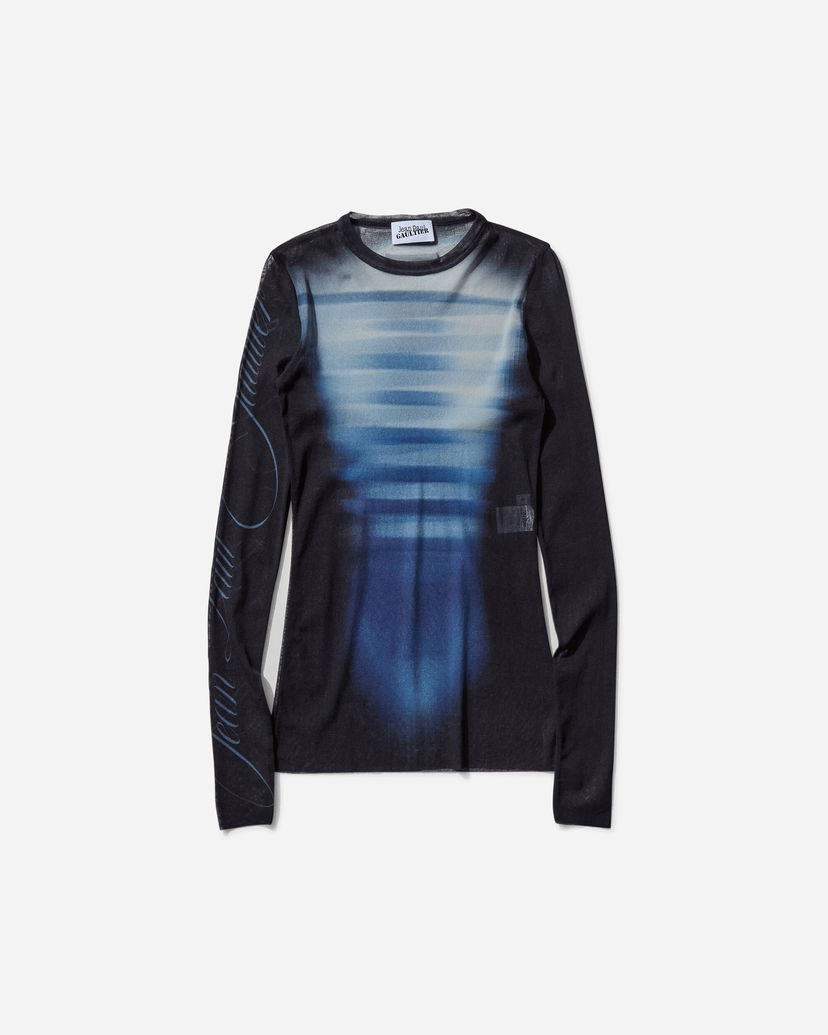 T-shirt Jean Paul Gaultier Longsleeve Top with Sleeves Print Sort | 25-33-F-TO257-T576 595601