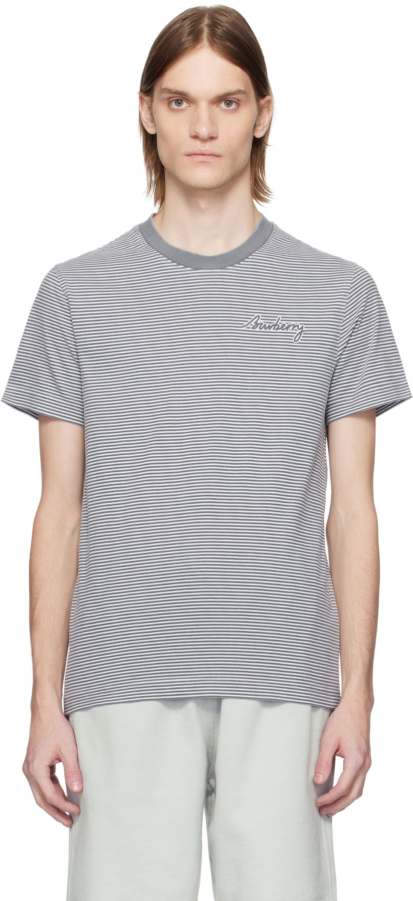 T-shirt Burberry Burberry Cotton Striped T-Shirt Grå | 8109141