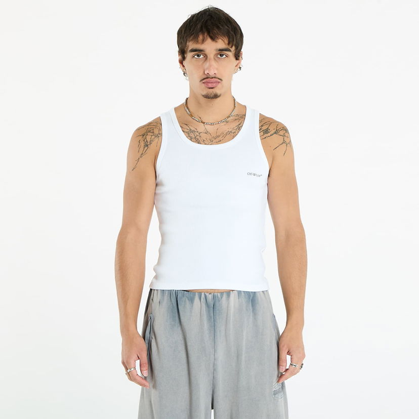 Tanktop Off-White Off-White Bookish Rib Tank Top Hvid | OMUY006C99JER0020110
