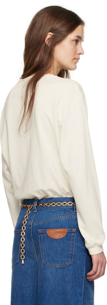 T-shirt CHLOÉ Chloé Oversized Logo Long Sleeve T-Shirt Beige | CH25SJH07183, 2